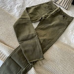 Zara Distressed High Waisted Jeans Army Green